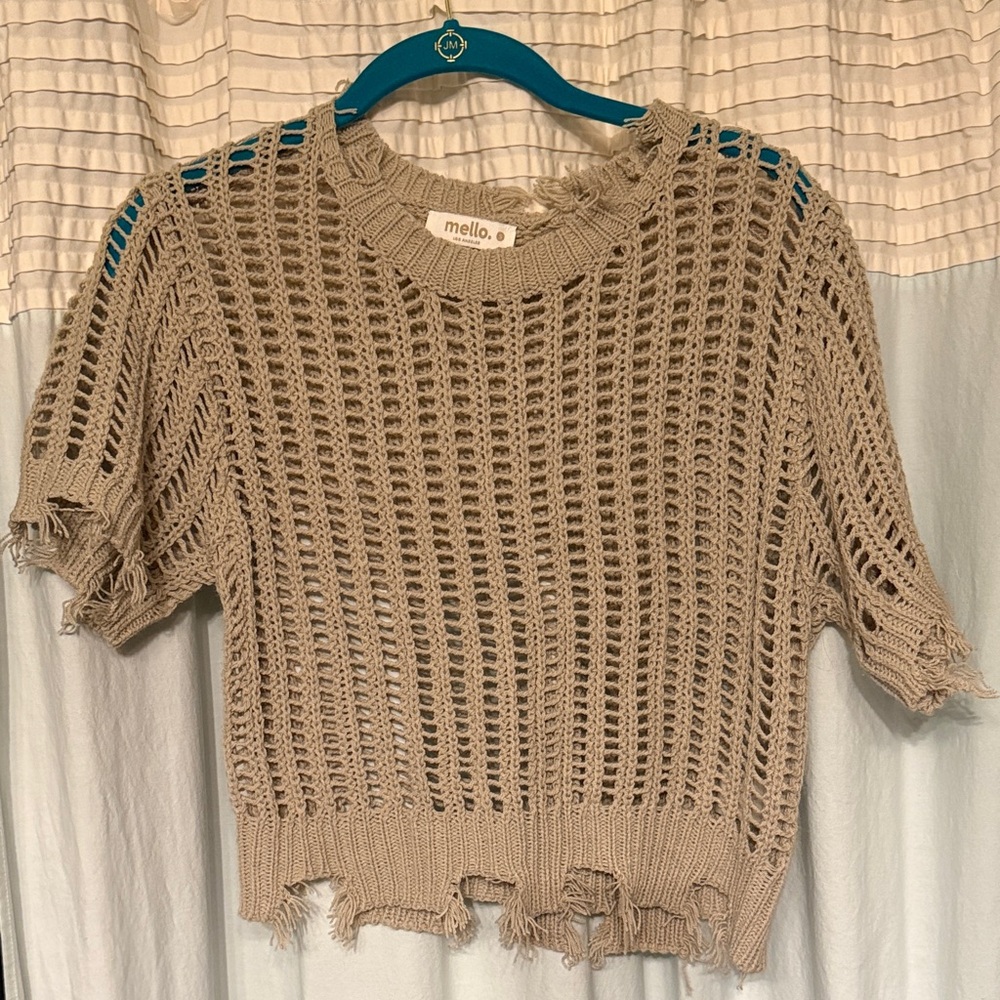 Beige Knit Crop Top